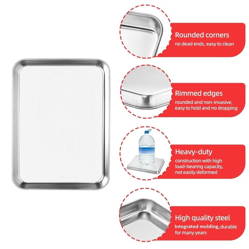 Zacfton Cookie Sheets for Baking, Stainless Steel Baking Sheet Baking Pan Tray - 12.4 x 10 x 1 Inch, Non Toxic & Healthy, Mirror Finish & Easy Clean, Dishwasher Safe & Heavy Duty - Image 3